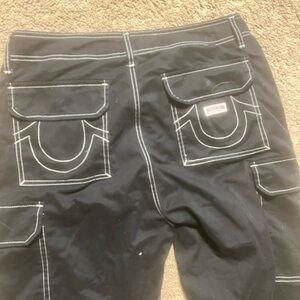 True Religion Black Pants with White Stitching